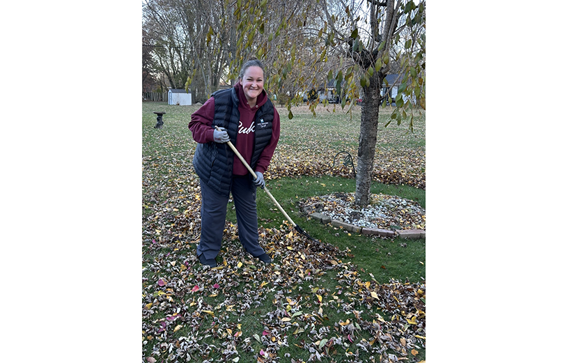 Picking up trash in parking lot