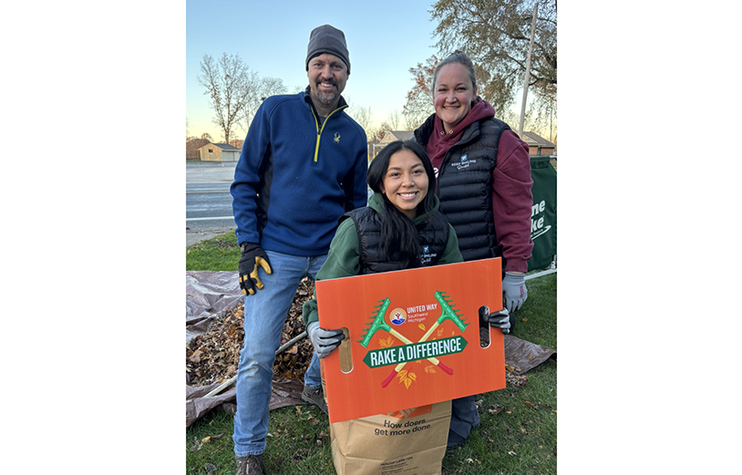 Picking up trash in parking lot