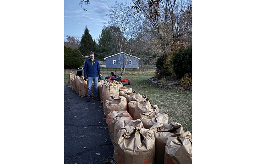 Picking up trash in parking lot