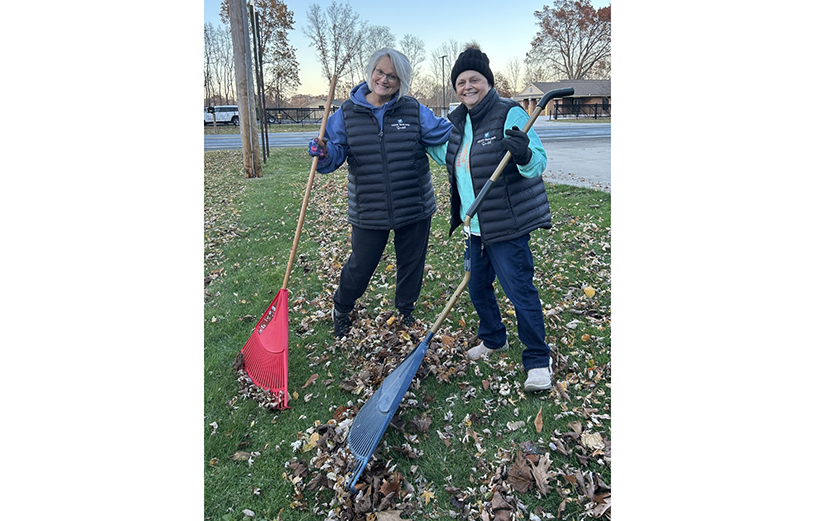 Picking up trash in parking lot