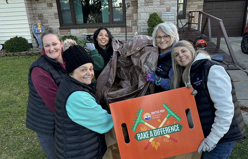 Picking up trash in parking lot