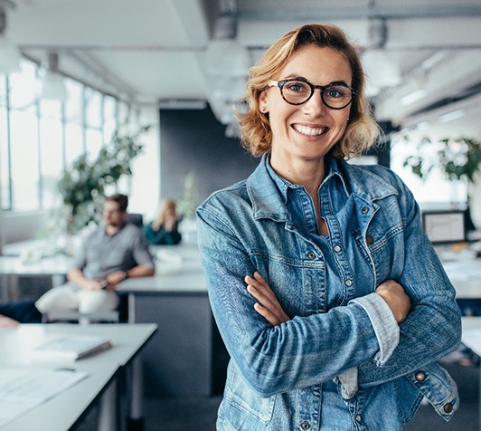 Female professional smiling at work
